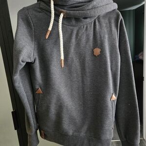 Men's Gray Hoodie with Brown Accents